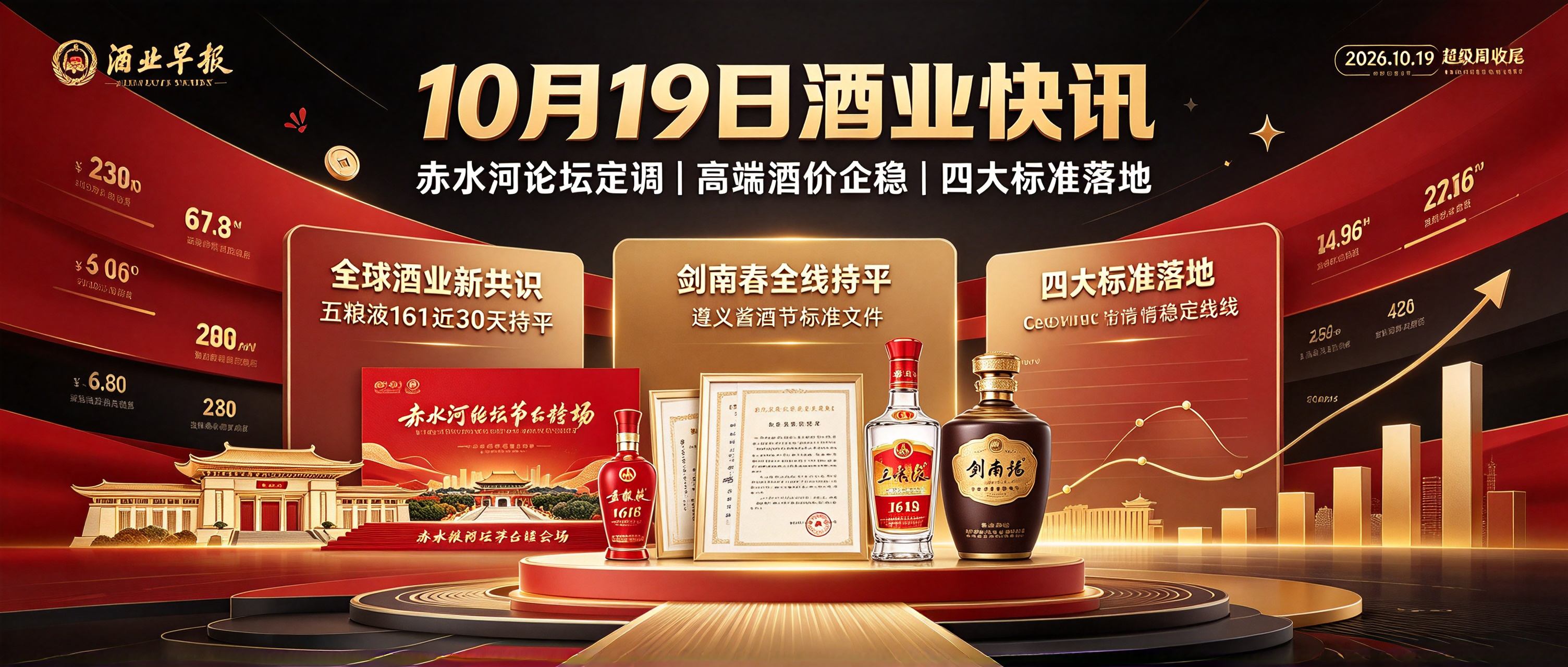 10月19日：赤水河论坛定调全球酒业新共识！五粮液1618、剑南春价盘全线稳了，酱酒节四大标准今日落地